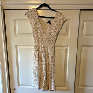 Moda International Cream Crochet V-Neck Dress